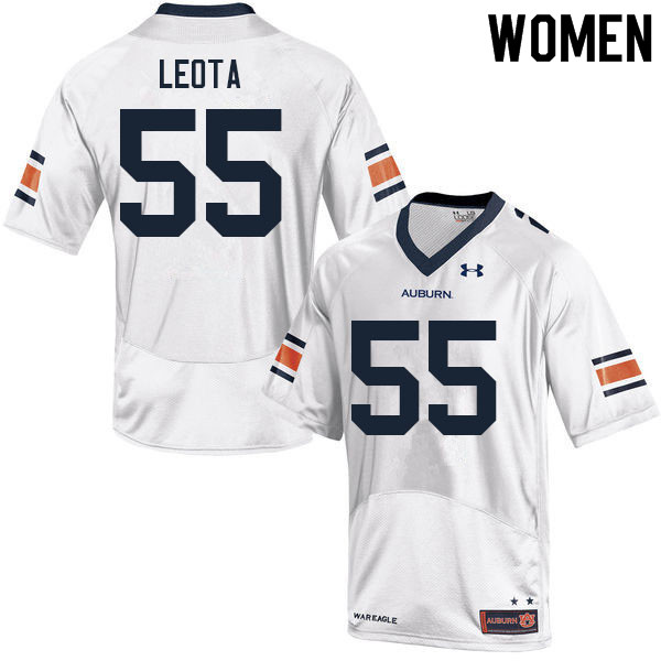 Auburn Tigers Women's Eku Leota #55 White Under Armour Stitched College 2021 NCAA Authentic Football Jersey RAU0474UI